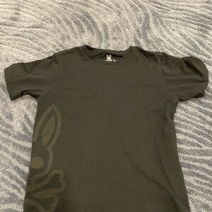 Boys Psycho Bunny t-shirt black with logo on right side
(While wearing it)